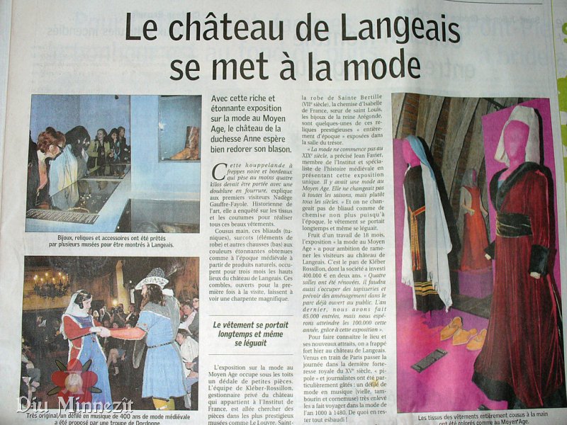 Artikel ber die Ausstellungserffnung mit Defile in Langeais