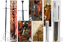 Verschiedene Originale u. Abbildungen langer Schwerter sowie Scheiden,Sddeutschland/Schweiz/Italien