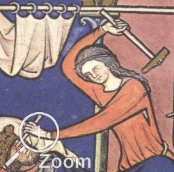 Hammer in der Morganbibel, Frankreich, Mitte 13tes Jahrhundert