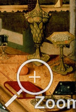 Konfektgabel, Detail einer Tafelmalerei, ca. 1460-70, Wien